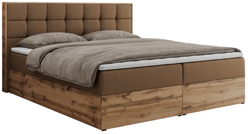 Łóżko kontynentalne MKS Meble ALBERO 1 120x200 H3 Brązowy ecoskóra 1szt.