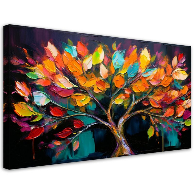 Obraz na płótnie Feeby 80x40cm Kolorowe Drzewo Liście Malowane 1 szt.