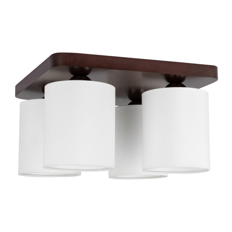 Drewniana Lampa Sufitowa SPOT Light 4xE27 25W Drewno Bukowe Orzechowe FSC z Białą Tkaniną, Polski Producent 1 szt.