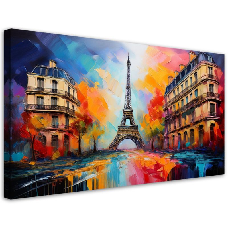 Obraz na płótnie Feeby 80x40cm Paryż Wieża Eiffla Miasto Abstrakcja Kolorowa 1 szt.