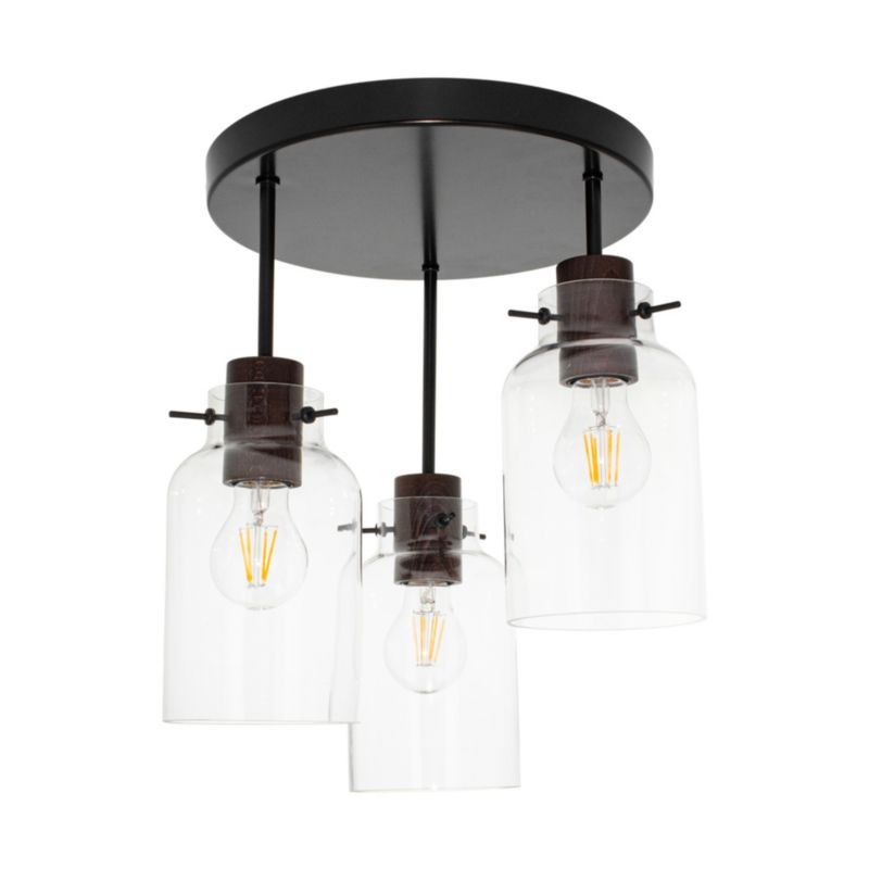 Drewniana Lampa Sufitowa SPOT Light 3xE27 Max.60W Drewno Bukowe Orzechowe FSC z Transparentnym Szkłem, 1 szt.