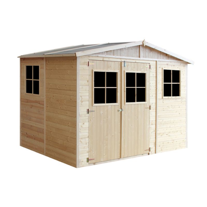 Drewniany domek ogrodowy Timbela 6 m² M334 Konstrukcja panelowa, drewno naturalne, grubość deski 17 mm, 1 szt.