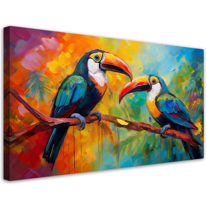 Obraz na płótnie Feeby 120x60cm Tukan Kolorowe Ptaki Tropikalne 1 szt.