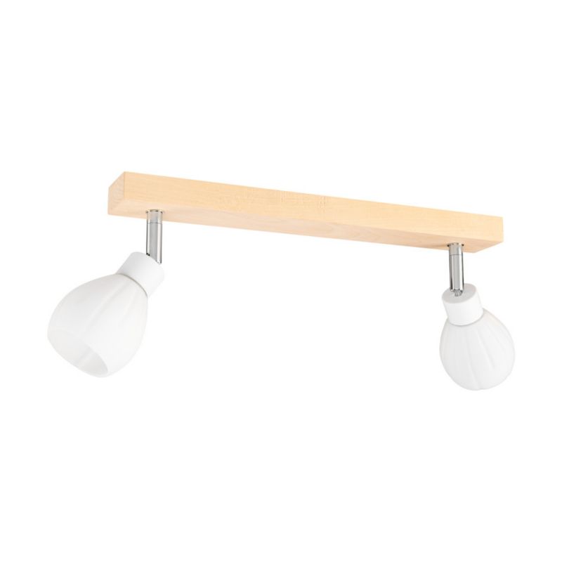 Drewniana Lampa Sufitowa SPOT Light 2xG9 LED 3W Naturalna Brzoza FSC z Akcentami Bieli, Polski Producent, 1 szt.