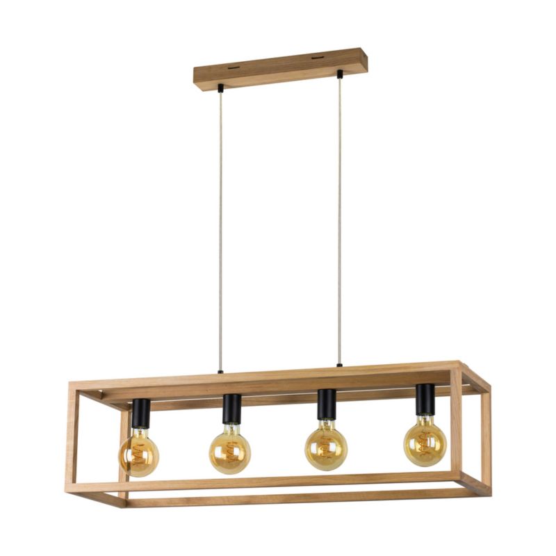 Drewniana Lampa Wisząca SPOT Light 4xE27 Max.60W Dąb Olejowany FSC z Dodatkiem Czerni, Polski Producent, 1 szt.