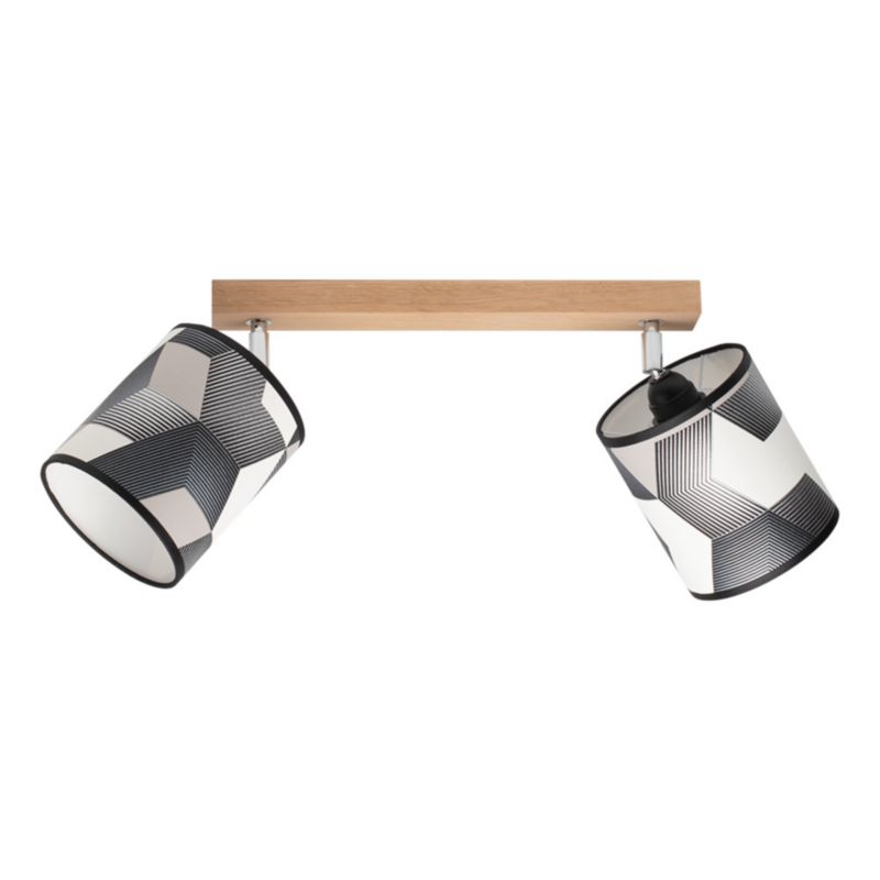 Drewniana Lampa Sufitowa SPOT Light 2xE27 Max.25W Dąb Olejowany FSC, Wielokolorowe Abażury, 1 szt.