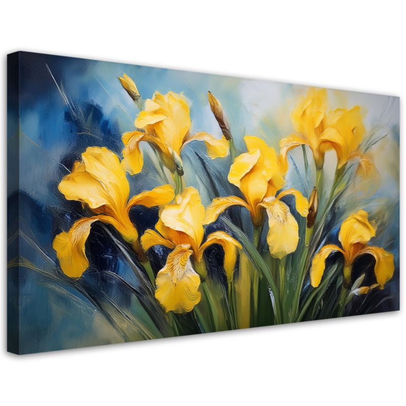 Obraz na płótnie Feeby 80x40cm Kwiaty Irysy Żółte 1 szt.