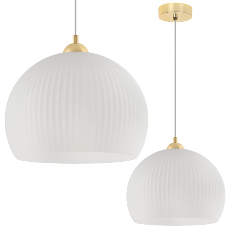 Lampa sufitowa wisząca Light Home LH Riffle Kula biała 1x E27 60W złoty 1szt.