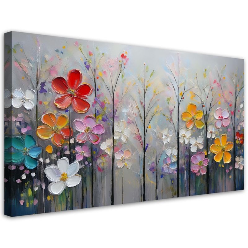 Obraz na płótnie Feeby 80x40cm Kwiaty Drzewa Kolorowe Natura 1 szt.