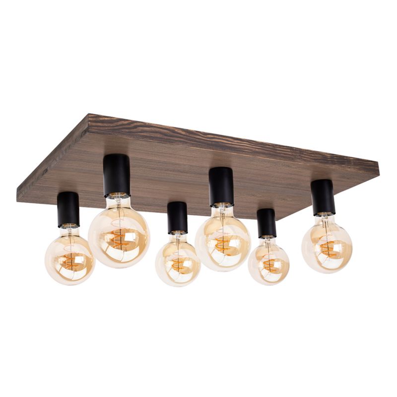 Drewniana Lampa Sufitowa SPOT Light 6xE27 Max.60W Sosna Bejcowana Orzechowa FSC, Polski Producent, 1 szt.