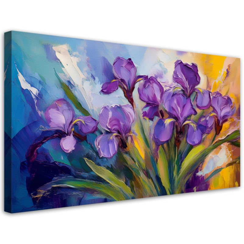 Obraz na płótnie Feeby 80x40cm Fioletowe Pastelowe Kwiaty Irysy 1 szt.