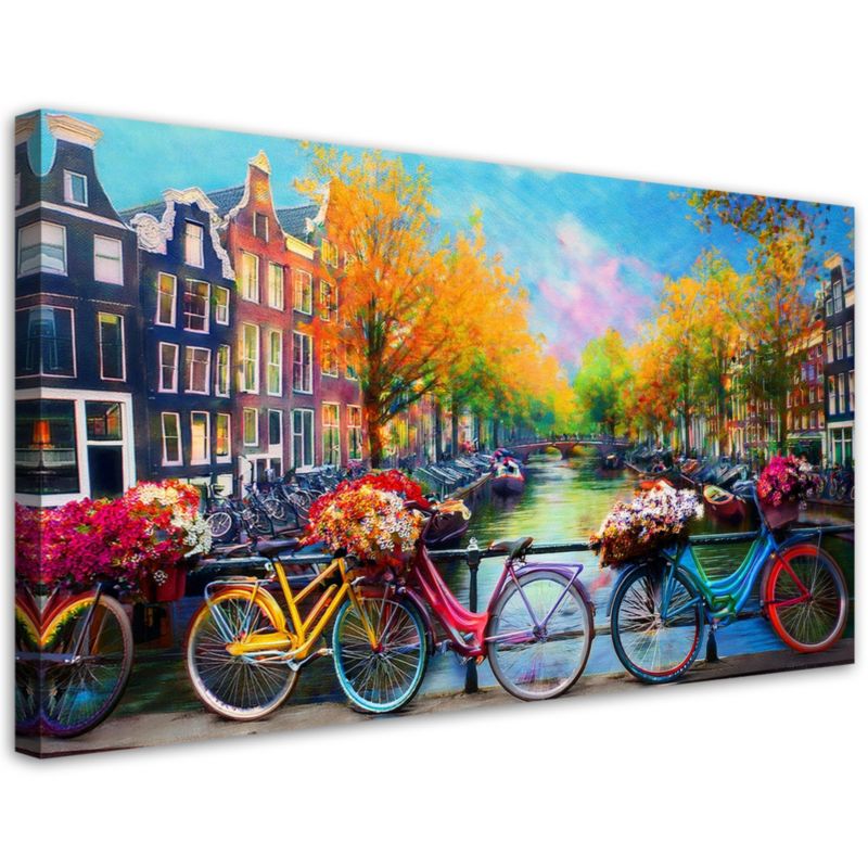 Obraz na płótnie Feeby 80x40cm Amsterdam Rowery Miasto Krajobraz 1 szt.
