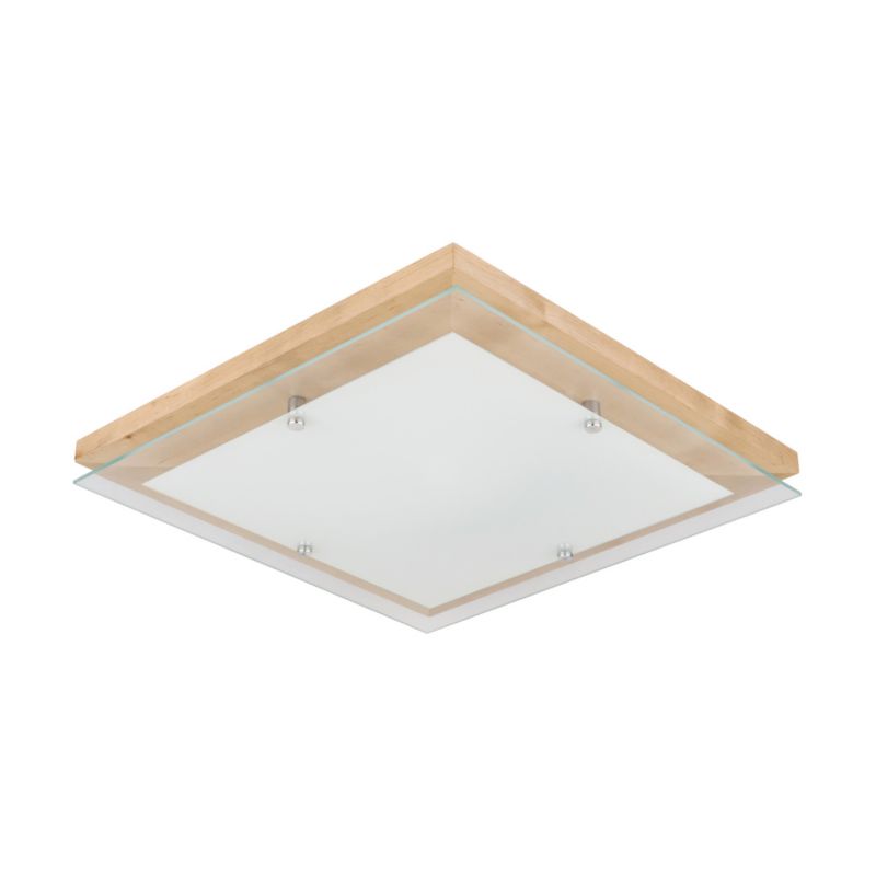 Drewniana Lampa Sufitowa SPOT 1xLED 24W Naturalna Brzoza FSC z Białym Szkłem, Polski Producent, 1 szt.