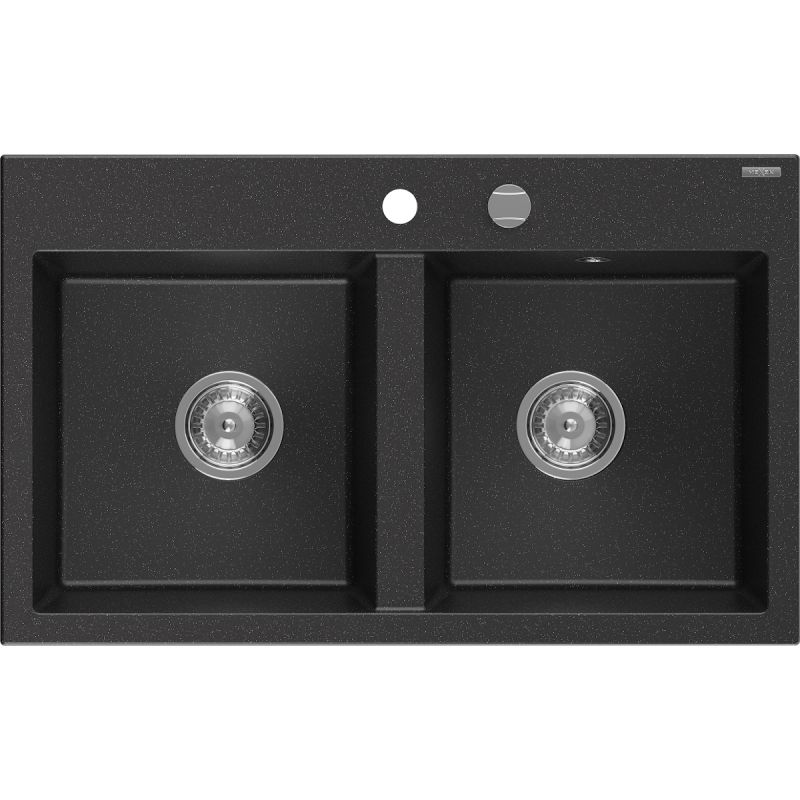 Zlewozmywak wpuszczany Mexen Hektor 2-komorowy czarny/złoty 800x480 mm - 6521802000-75-B 1 szt.