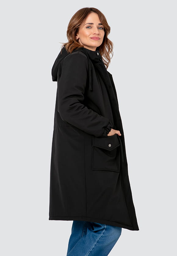Lillow - PARKA Damska softshell ZIMOWA - czarna - Materiał wiskoza - Uszyto w Polsce