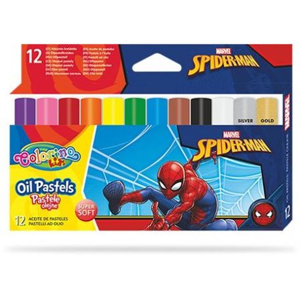 DISNEY KIDS COLORINO - PASTELE OLEJNE TRÓJKĄTNE 12 KOL. / SPIDERMAN /