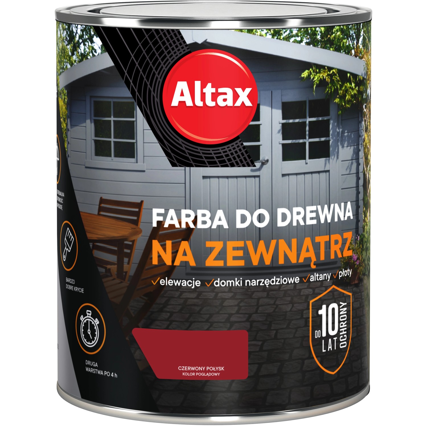 Altax Farba do drewna zewnętrzna czerwony 750 ml
