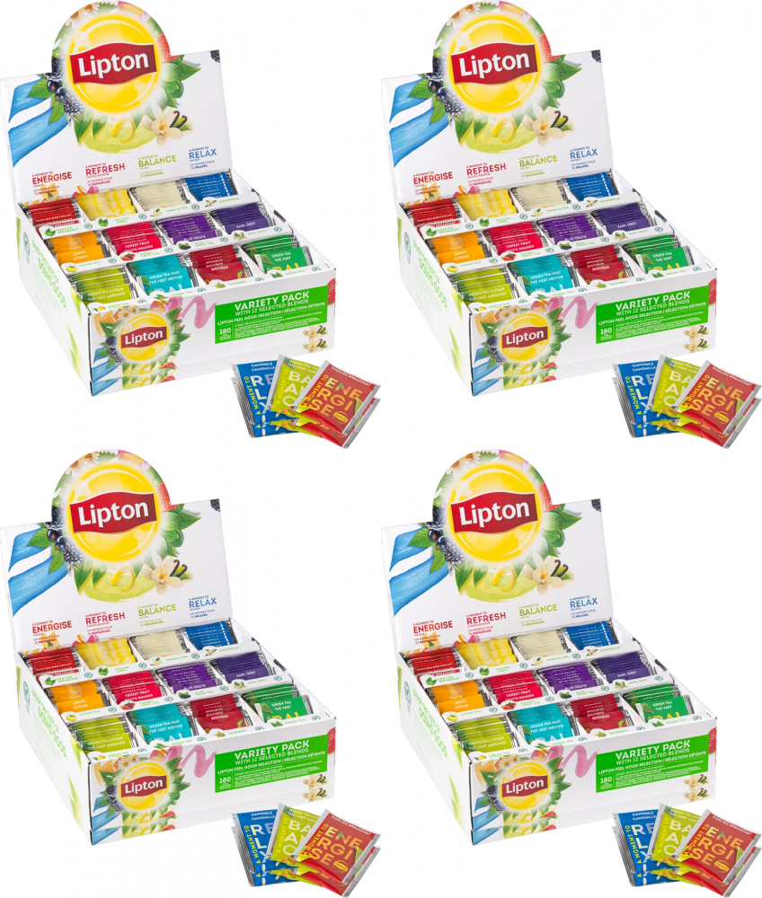 4x Zestaw herbat w kopertach Lipton Variety Pack, 12 smaków, 180 sztuk