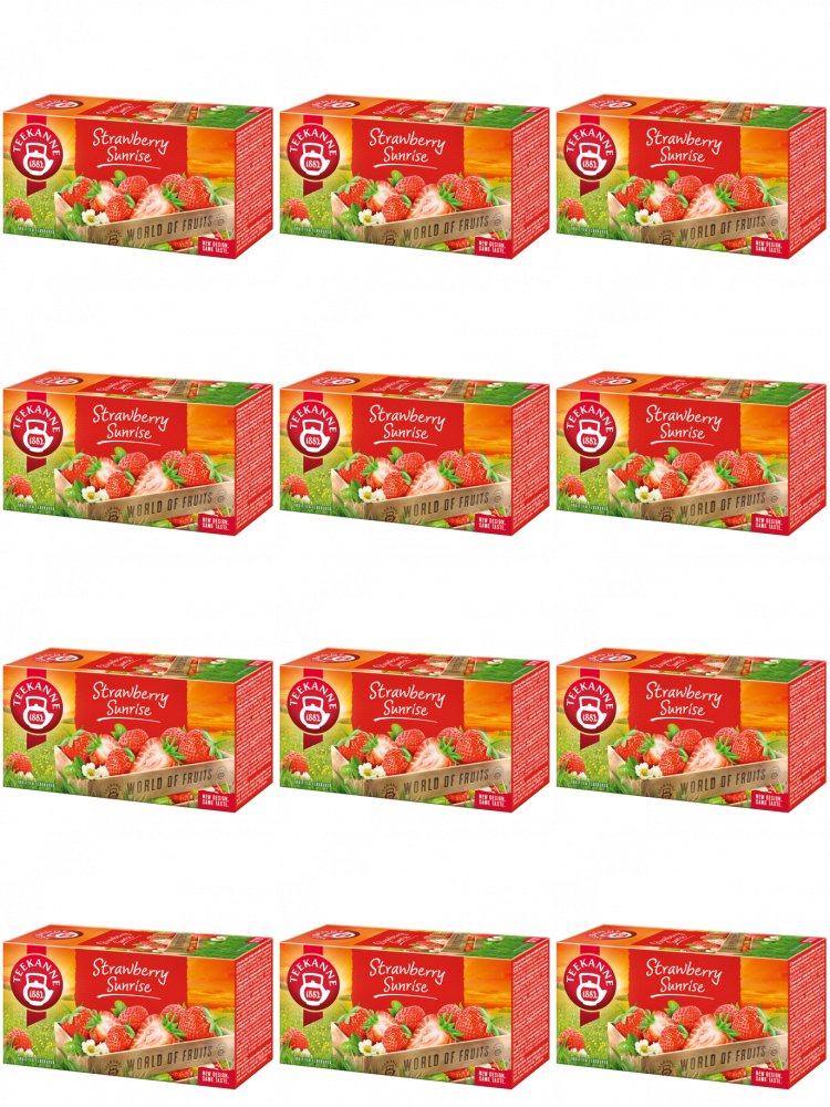 12x Herbata owocowa w torebkach Teekanne Strawberry Sunrise, truskawka, 20 sztuk x 2.5g