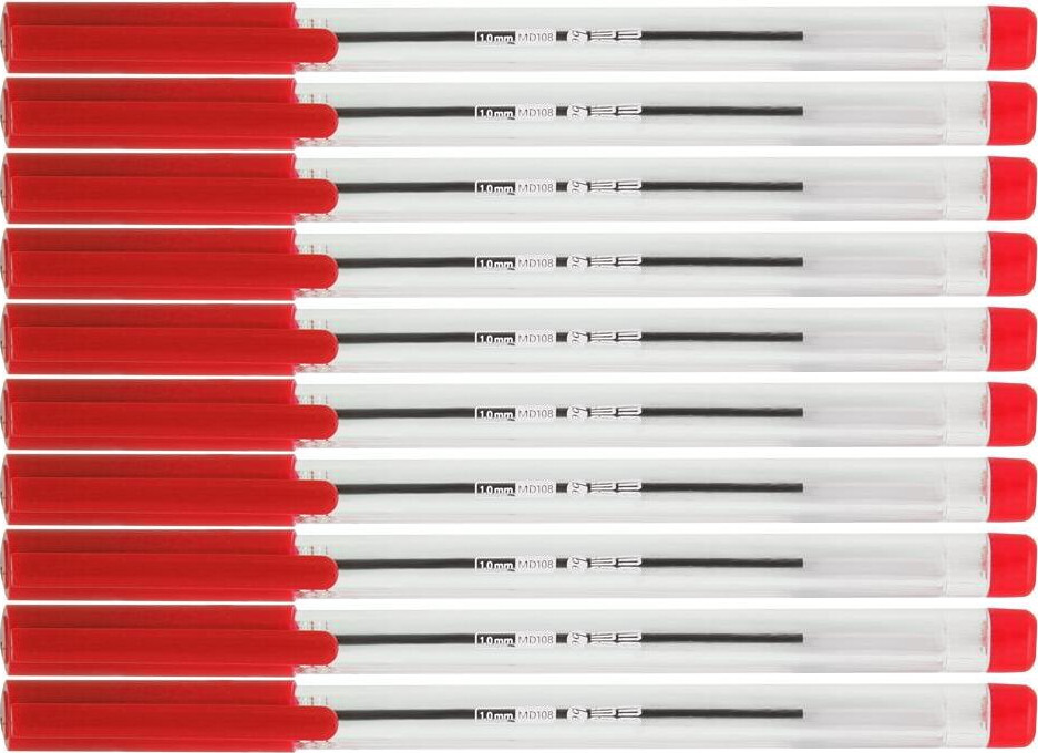 10x Długopis biurowy MemoBe, 1mm, czerwony