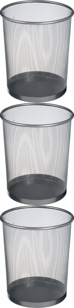 3x Kosz na śmieci Office Depot, druciany, 15l, srebrny