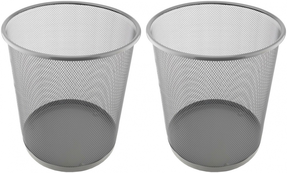 2x Kosz na śmieci Leviatan, metalowa siatka, druciany, 12l, szary