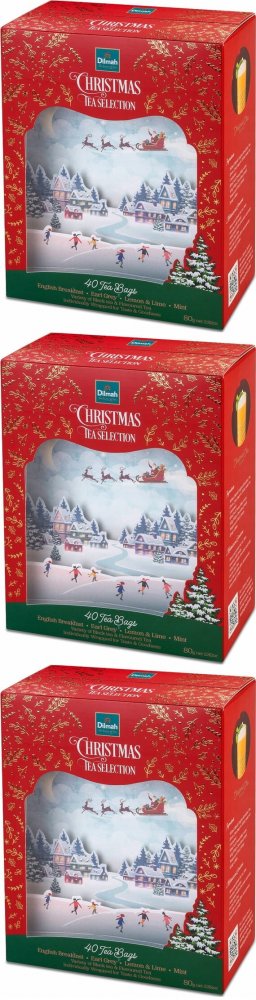 3x Zestaw herbat w kopertach Dilmah Christmas Tea Selection, 4 smaki, 40 sztuk x 2g