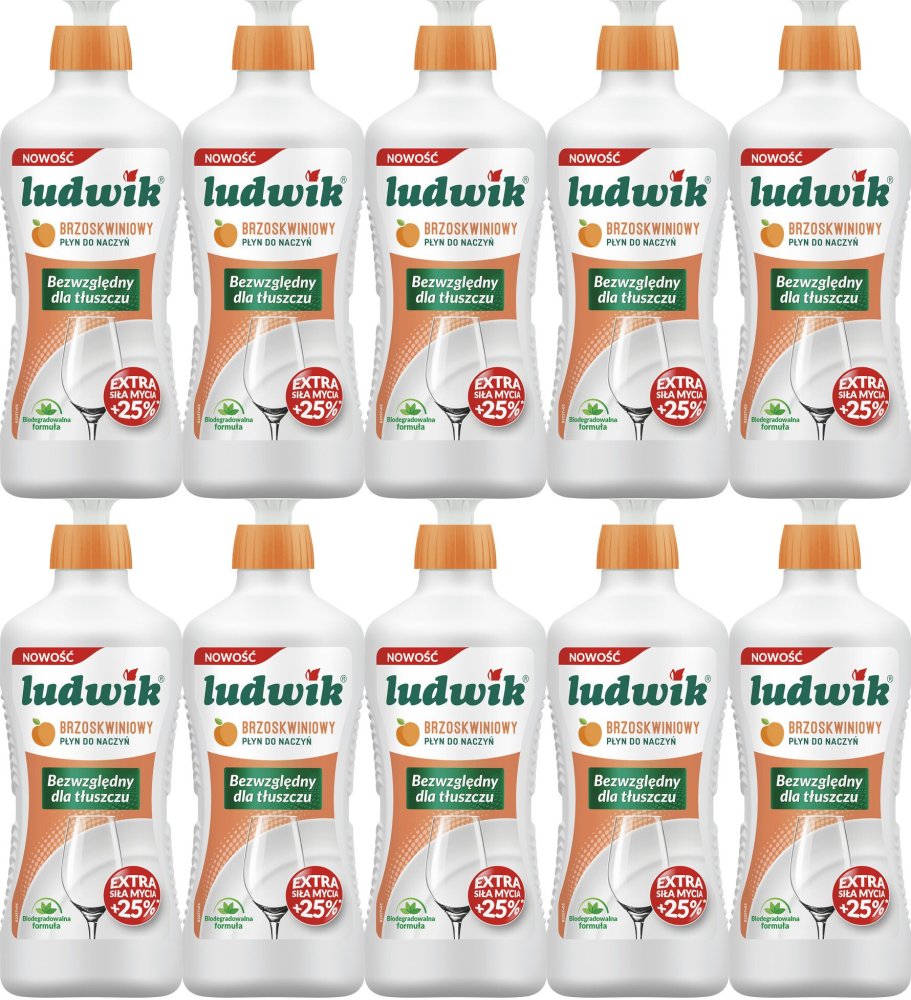 10x Płyn do naczyń Ludwik, brzoskwiniowy, 450g