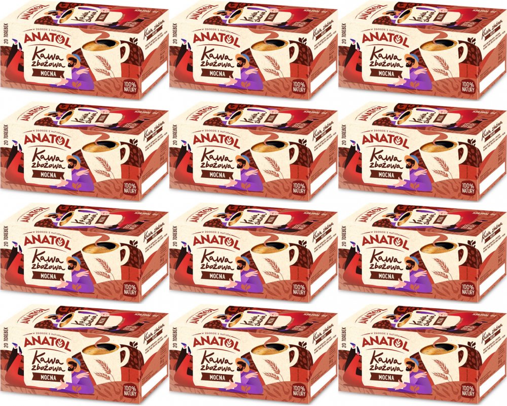 12x Kawa zbożowa Anatol Mocna, w torebkach, 20 sztuk x 4.2g