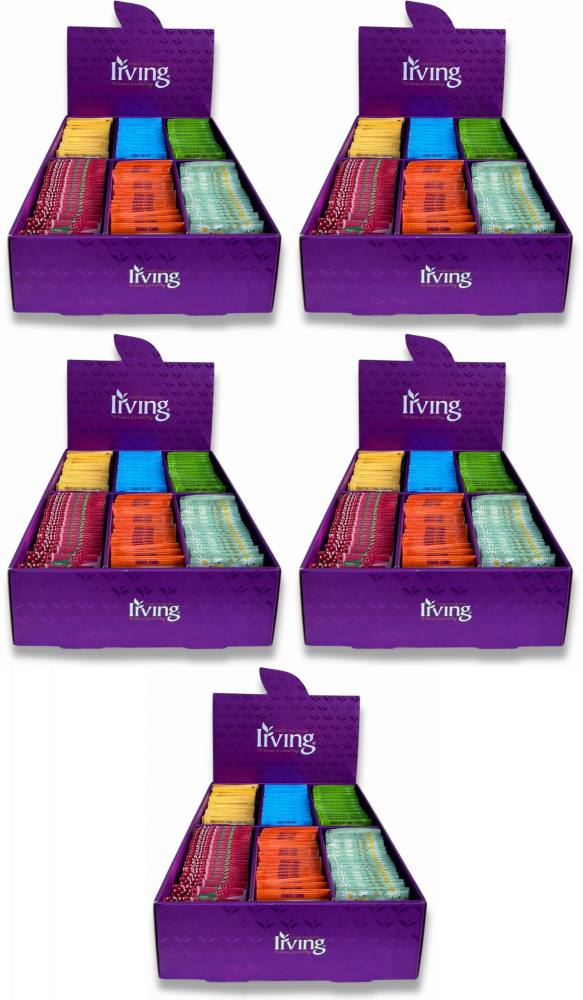 5x Zestaw herbat w kopertach Irving Professional, dyspenser, 6 smaków, 150 sztuk, 250g (100x1.5g, 50x2g)