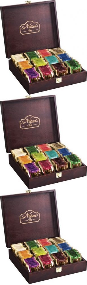 3x Zestaw herbat w kopertach, w drewnianej skrzynce Sir WIilliam's Tea 12 smaków, 180 sztuk