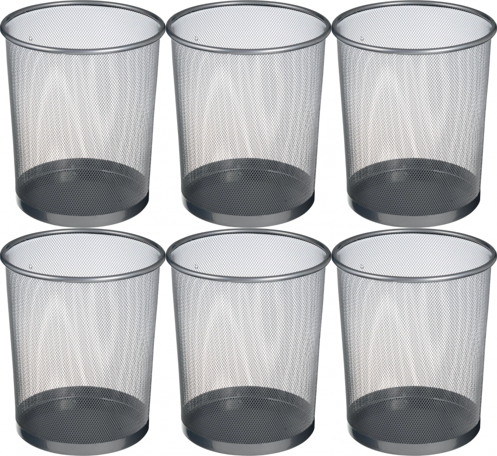6x Kosz na śmieci Office Depot, druciany, 15l, srebrny