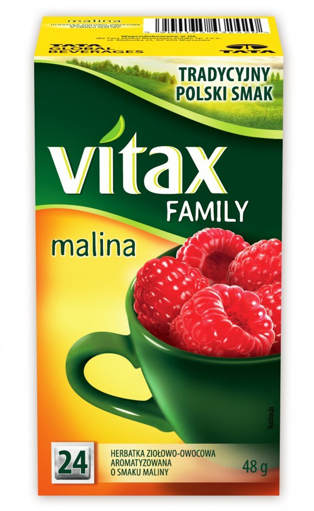 Zestaw herbat owocowych Vitax Family: malina, 24 sztuki x 2g + owocowy raj, 24 sztuki x 2g + owoce leśne, 24 sztuk x 2g