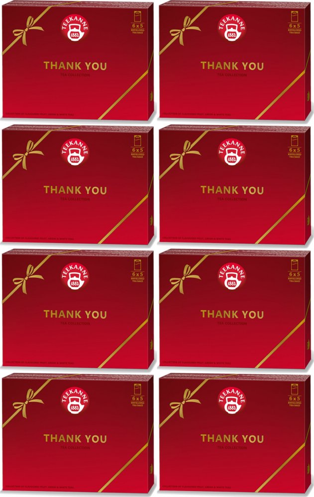 8x Zestaw herbat w kopertach Teekanne Thank You Collection, 6 smaków, 30 sztuk
