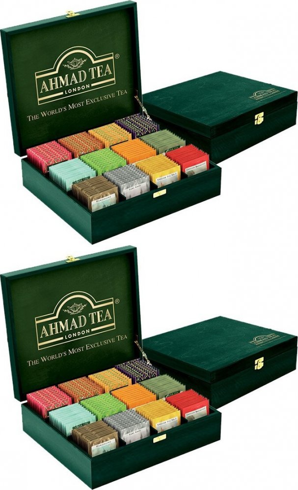 2x Zestaw herbat w kopertach Ahmad Tea, w zielonej skrzynce, 12 smaków, 120 sztuk x 2g