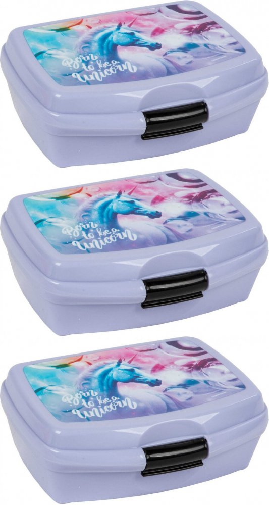 3x Lunchbox Derform Jednorożec 15, 17x13.5x6cm, fioletowy