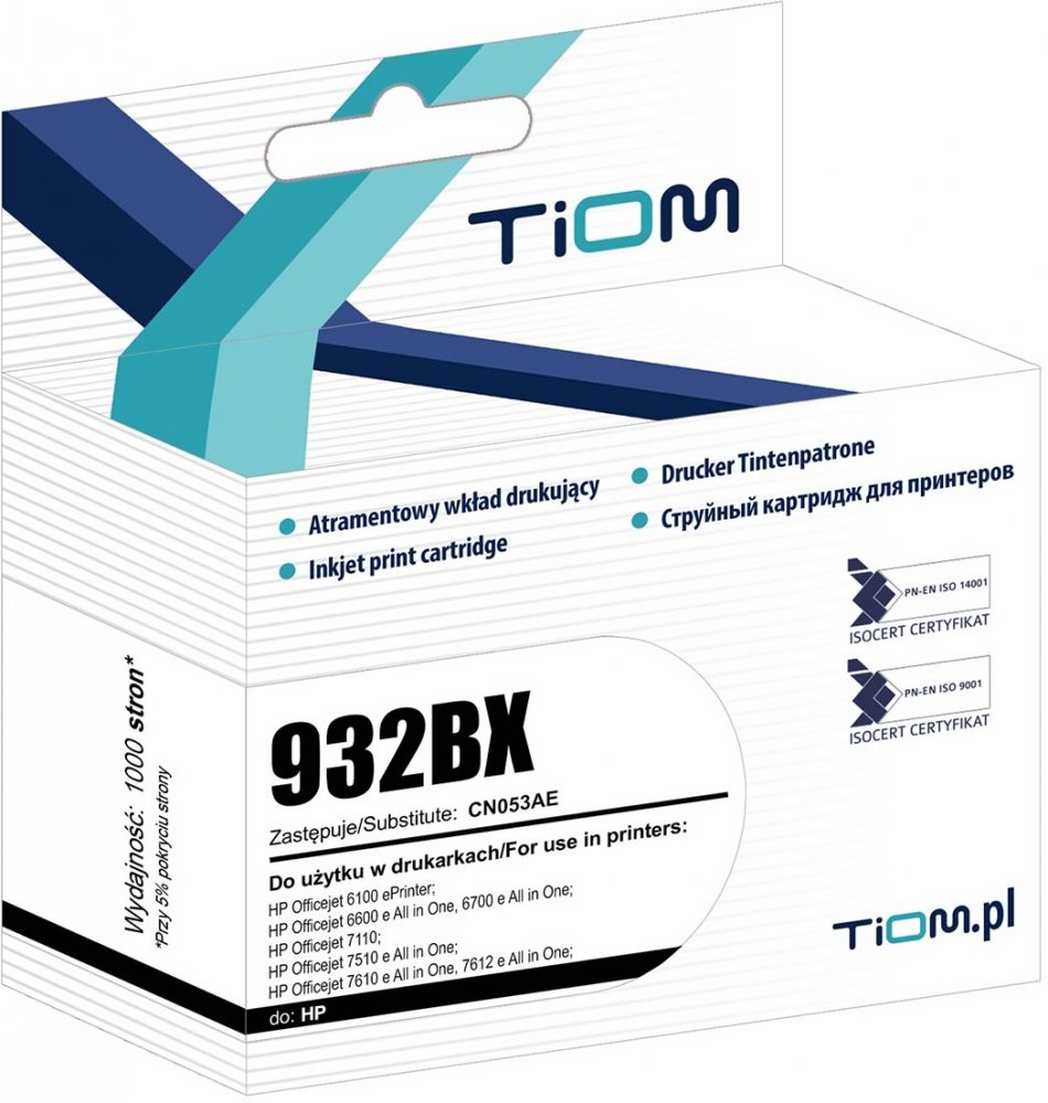 Tusz Tiom Ti-H932BX (HP 932BX, CN053AE), 1000 stron, black (czarny)