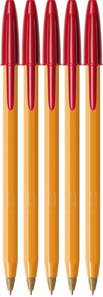 5x Długopis Bic Orange Original Fine, 0.8mm czerwony