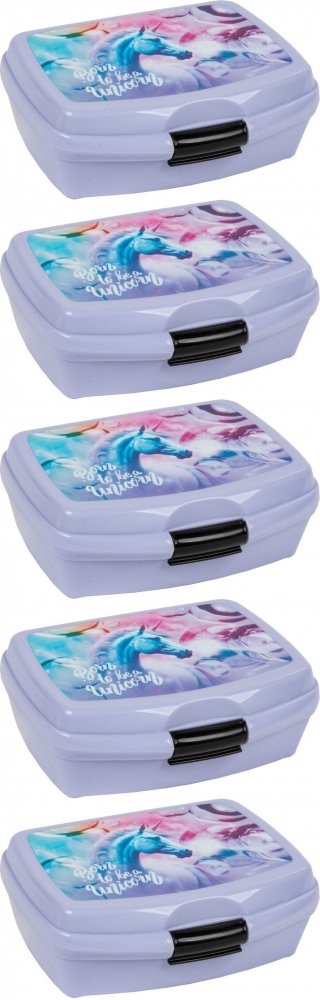 5x Lunchbox Derform Jednorożec 15, 17x13.5x6cm, fioletowy