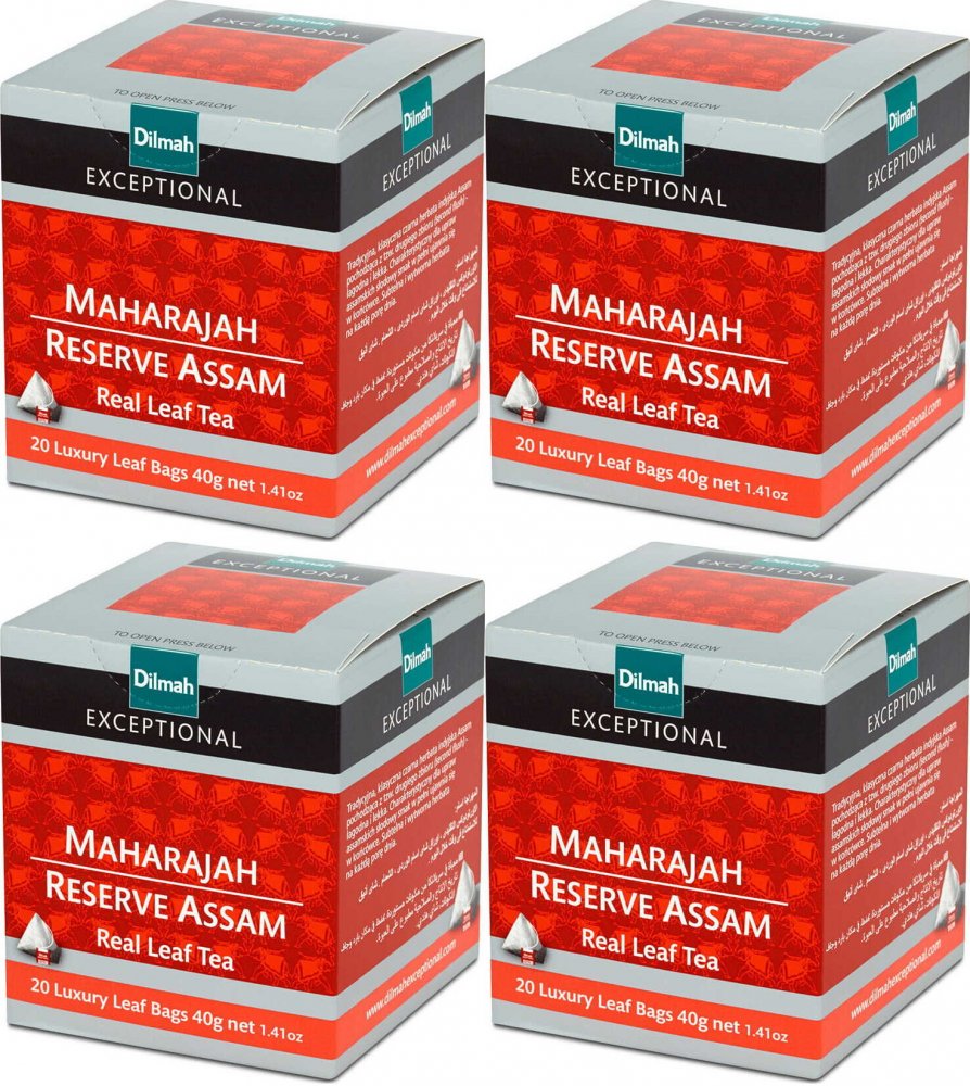 4x Herbata czarna w piramidkach Dilmah Exceptional Maharajah Reserve Assam, 20 sztuk x 2g