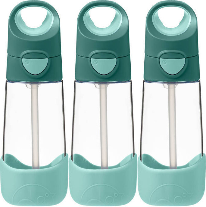 3x Bidon na wodę B.Box, ze słomką, tritan, 450ml, Emerald Forest