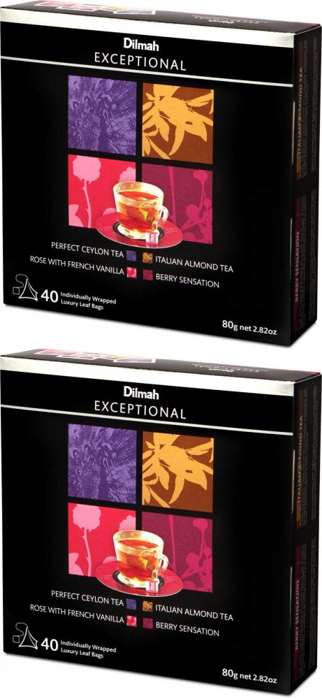 2x Zestaw herbat czarnych w piramidkach w kopertach Dilmah Exceptional Variety Pack, 4 smaki, 40 sztuk x 2g