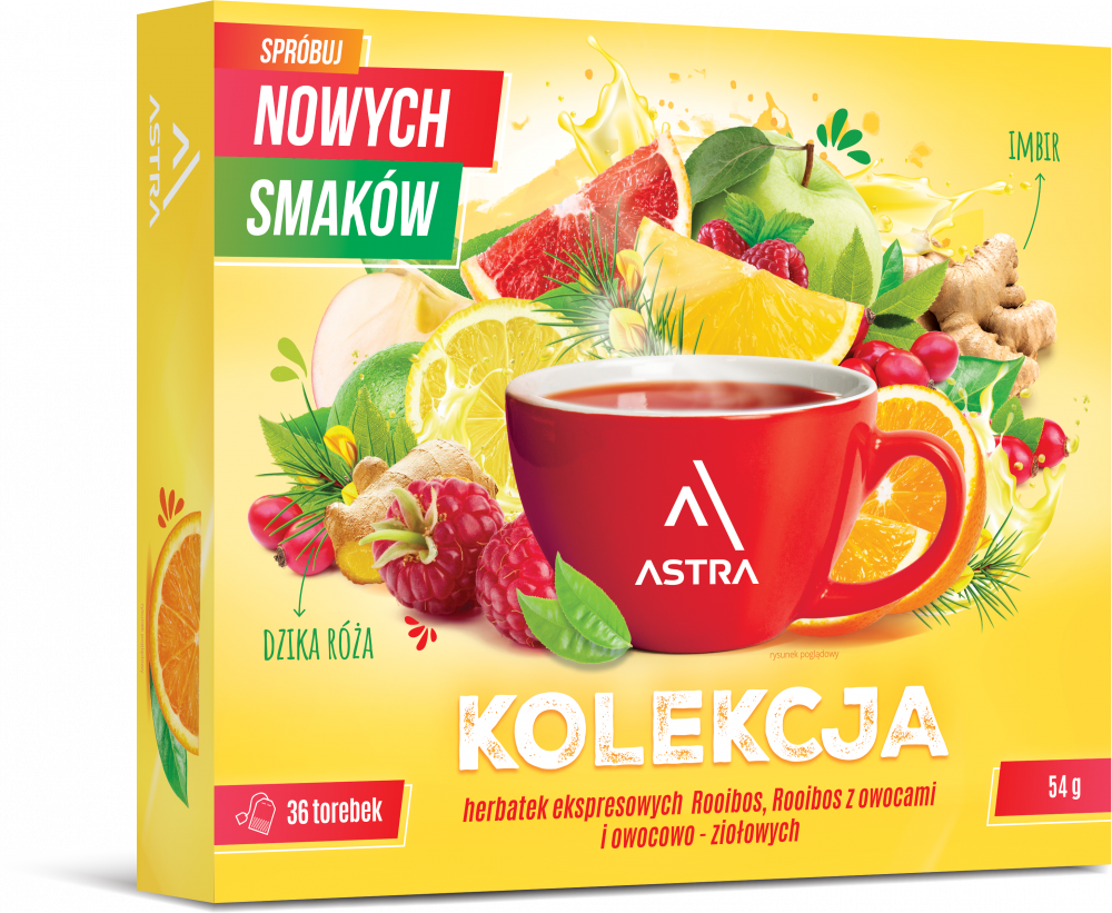 Zestaw herbat w torebkach Astra, 6 smaków, 36 sztuk x 1.5g