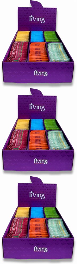 3x Zestaw herbat w kopertach Irving Professional, dyspenser, 6 smaków, 150 sztuk, 250g (100x1.5g, 50x2g)