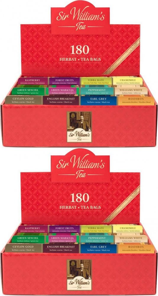2x Zestaw herbat w kopertach Sir William's Tea, 12 smaków, 180 sztuk x 1.9g