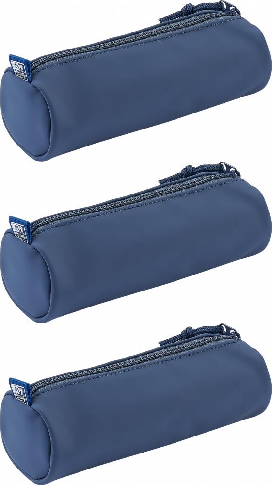 3x Piórnik tuba Oxford School, bez wyposażenia, 22x7.5cm, poliuretan, jeansowy