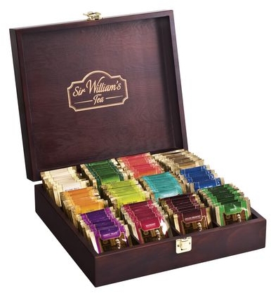 Zestaw herbat w kopertach, w drewnianej skrzynce Sir WIilliam's Tea 12 smaków, 180 sztuk