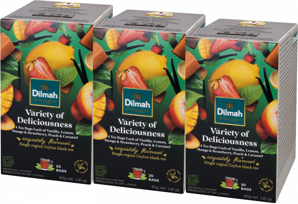 3x Zestaw herbat w kopertach Dilmah Variety of Fun Teas, 5 smaków, 20 sztuk x 2g