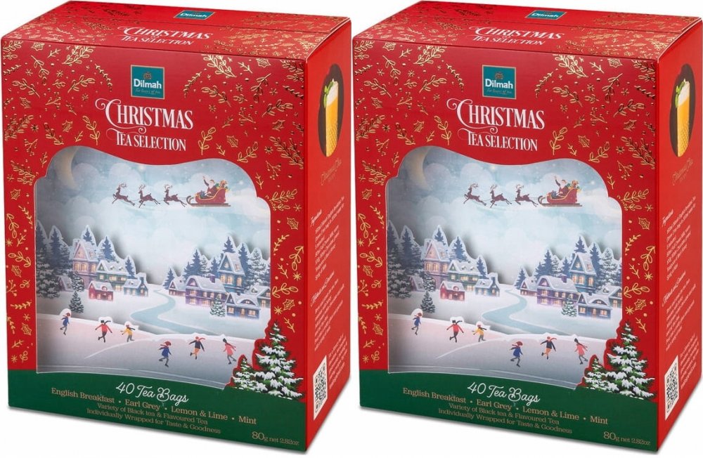 2x Zestaw herbat w kopertach Dilmah Christmas Tea Selection, 4 smaki, 40 sztuk x 2g