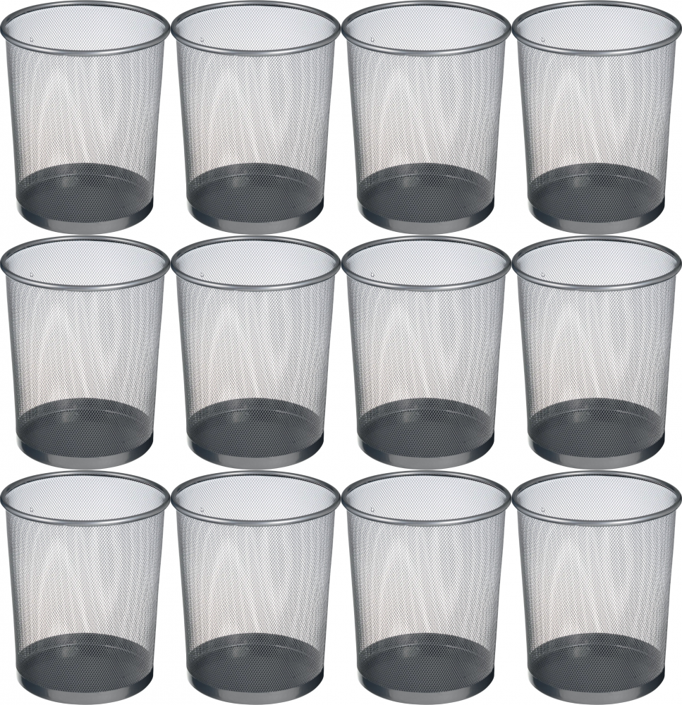 12x Kosz na śmieci Office Depot, druciany, 15l, srebrny